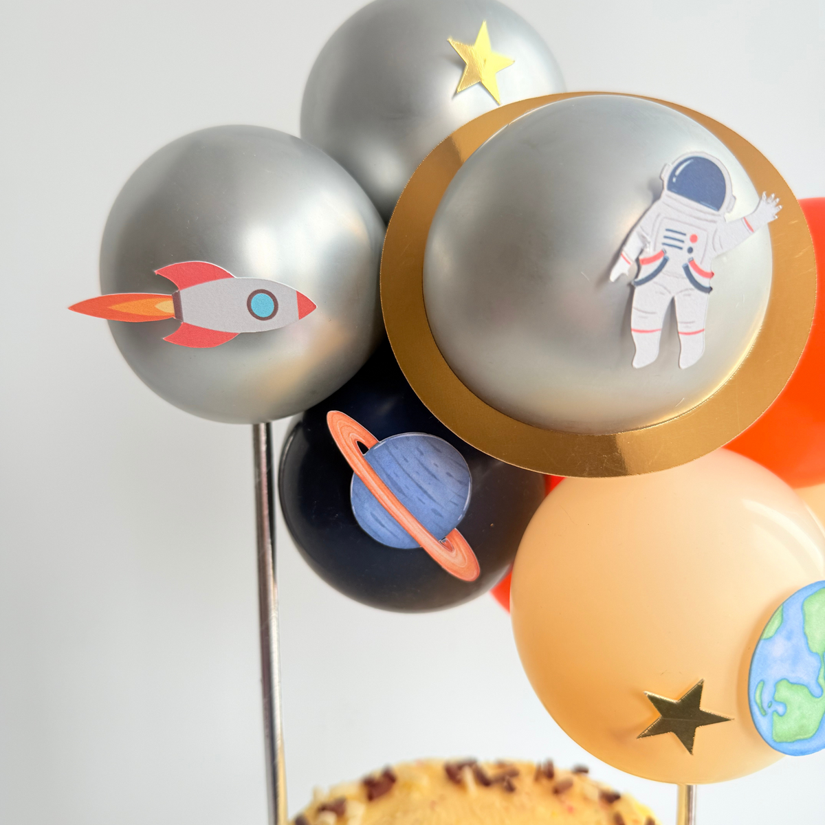 Outer space universe rocket astronaut to the moon balloon cake topper product photo 5