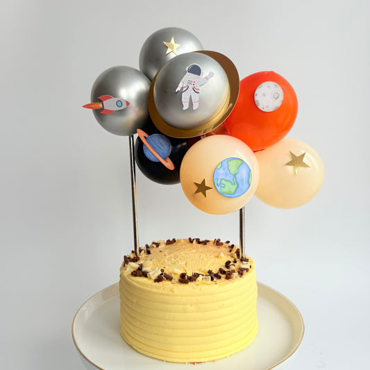 Outer space universe rocket astronaut to the moon balloon cake topper product photo
