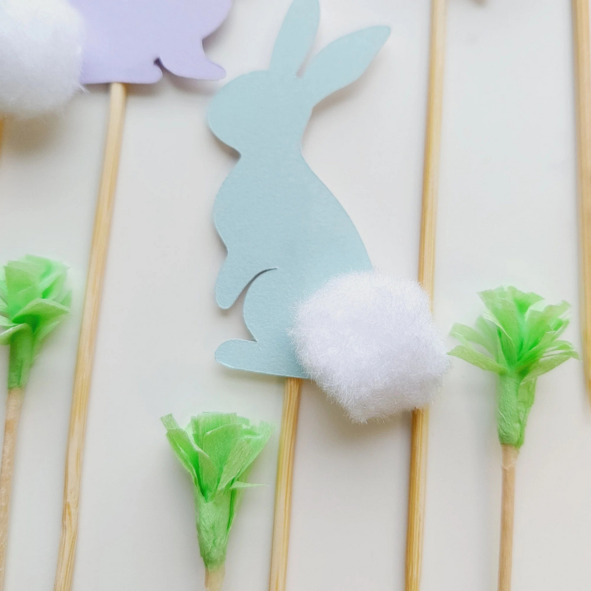 Pastel Easter flowers rabbits bunny cake toppers paper cake decoration girl product photo 4
