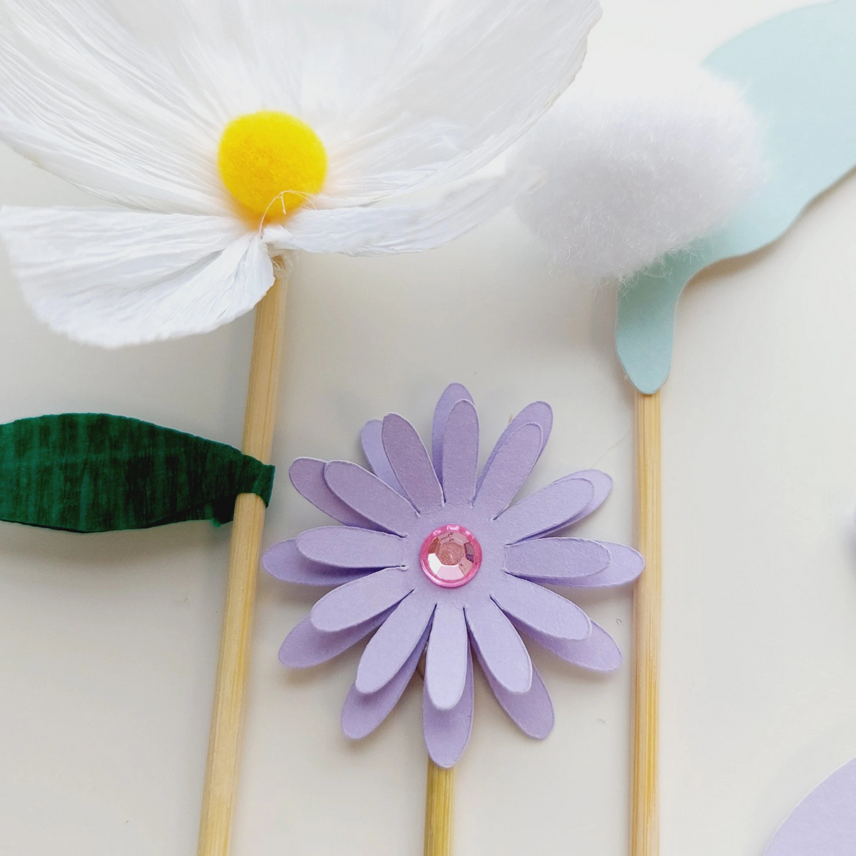 Pastel Easter flowers rabbits bunny cake toppers paper cake decoration girl product photo 6