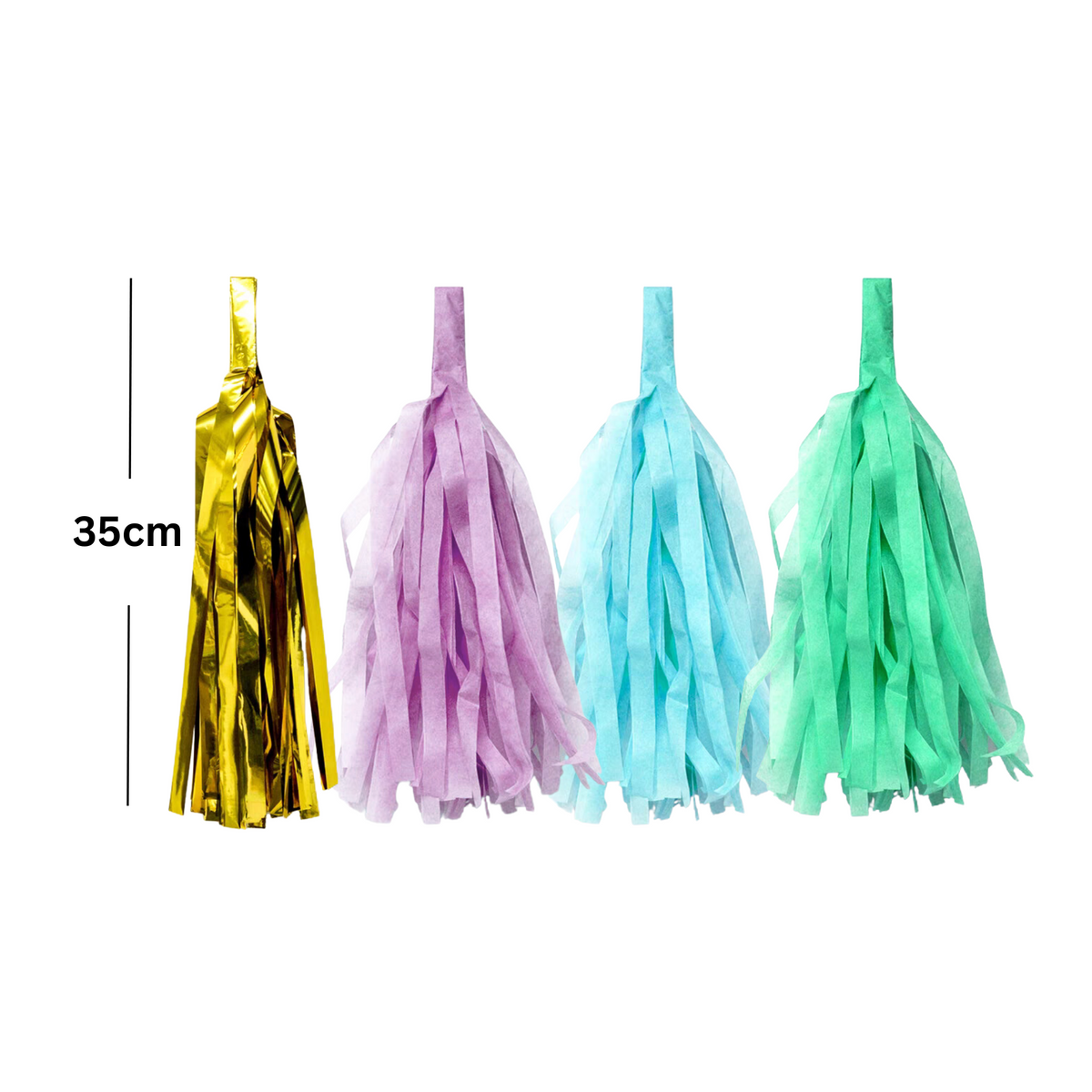 Pastel purple Green mint blue mermaid style paper tissue tassel garland product photo 2
