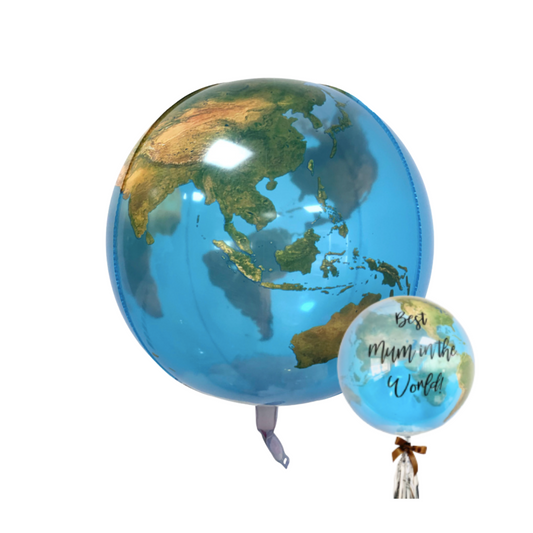 Personalised 22inch semi transparent earth balloon with vinyl messages product photo