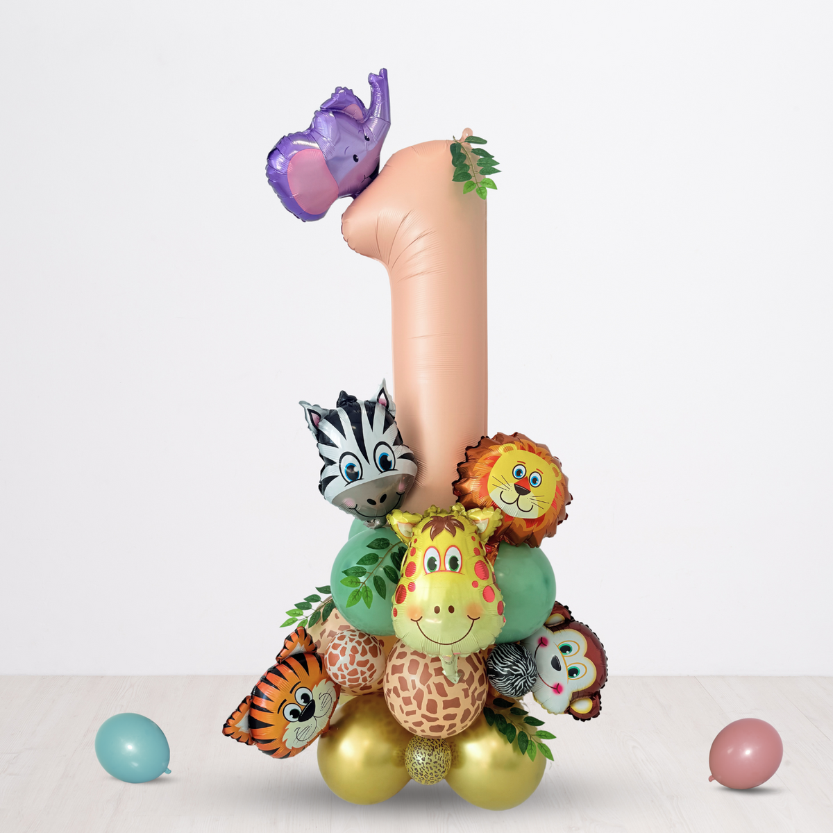 Personalised DIY 40inch jungle safari wild zoo animals balloon bouquet stand product photo 2