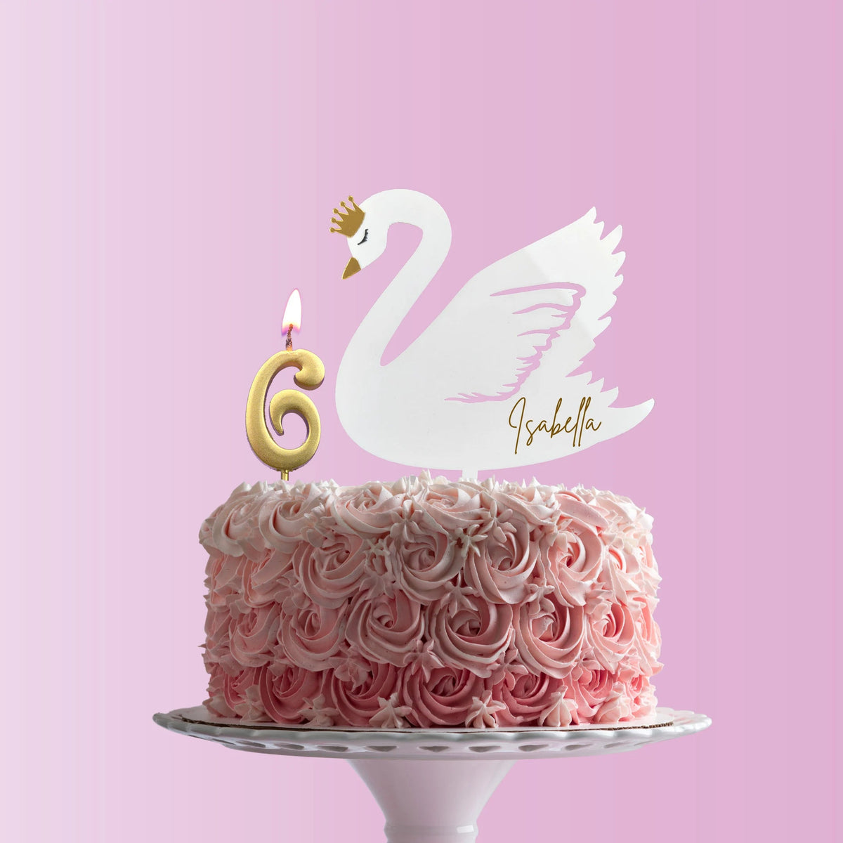 Personalised Acrylic swan ballerina children girls women birthday Cake Topper product photo 3