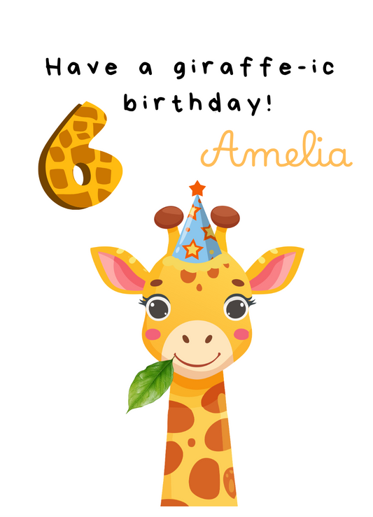 Personalised Animal Giraffe birthday Greeting Cards product photo