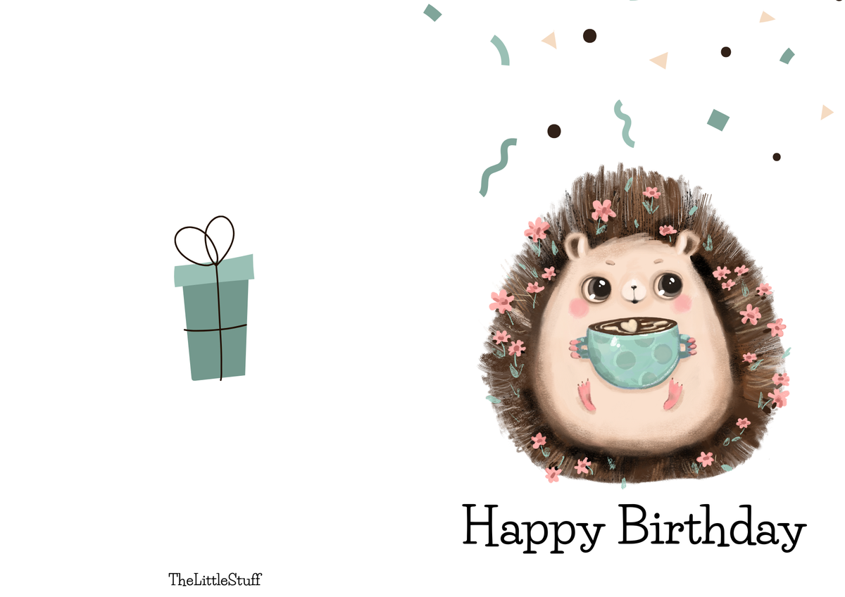 Personalised Animal Hedgehog birthday Greeting Cards product photo 3