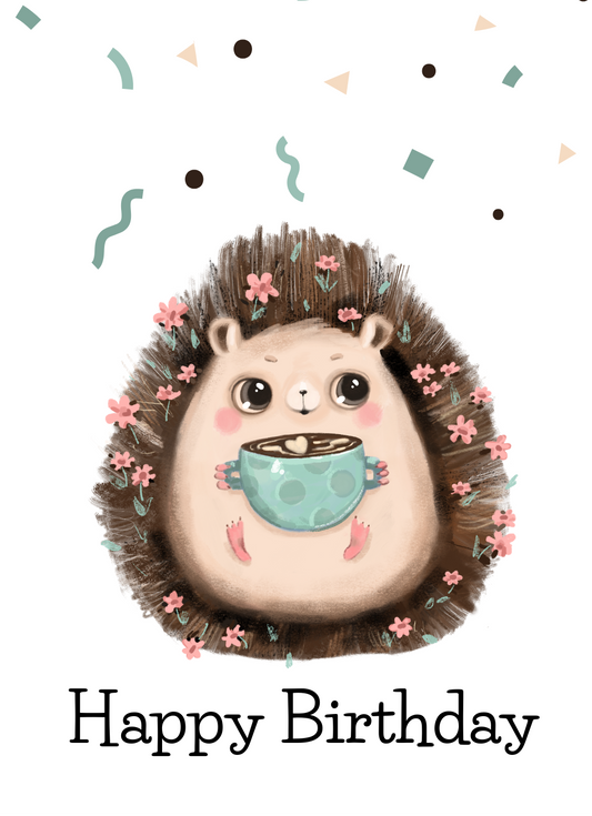 Personalised Animal Hedgehog birthday Greeting Cards product photo
