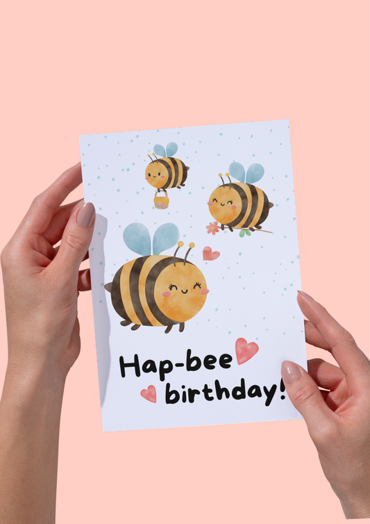 Personalised bee happy birthday greeting cards product photo