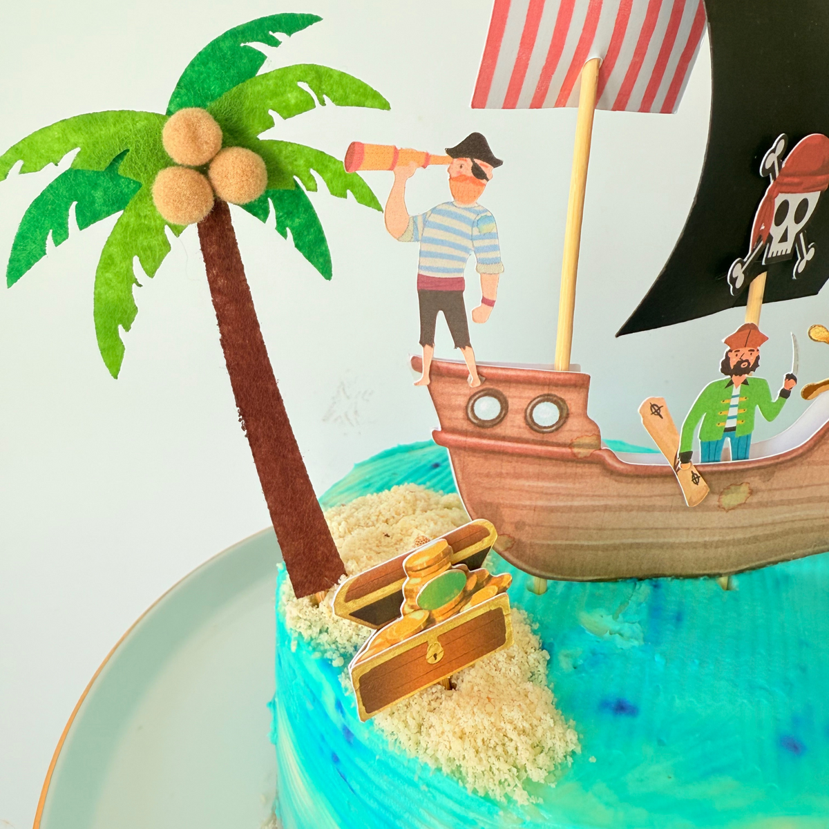 Personalised pirate ship handmade boys children birthday cake topper decoration product photo 10