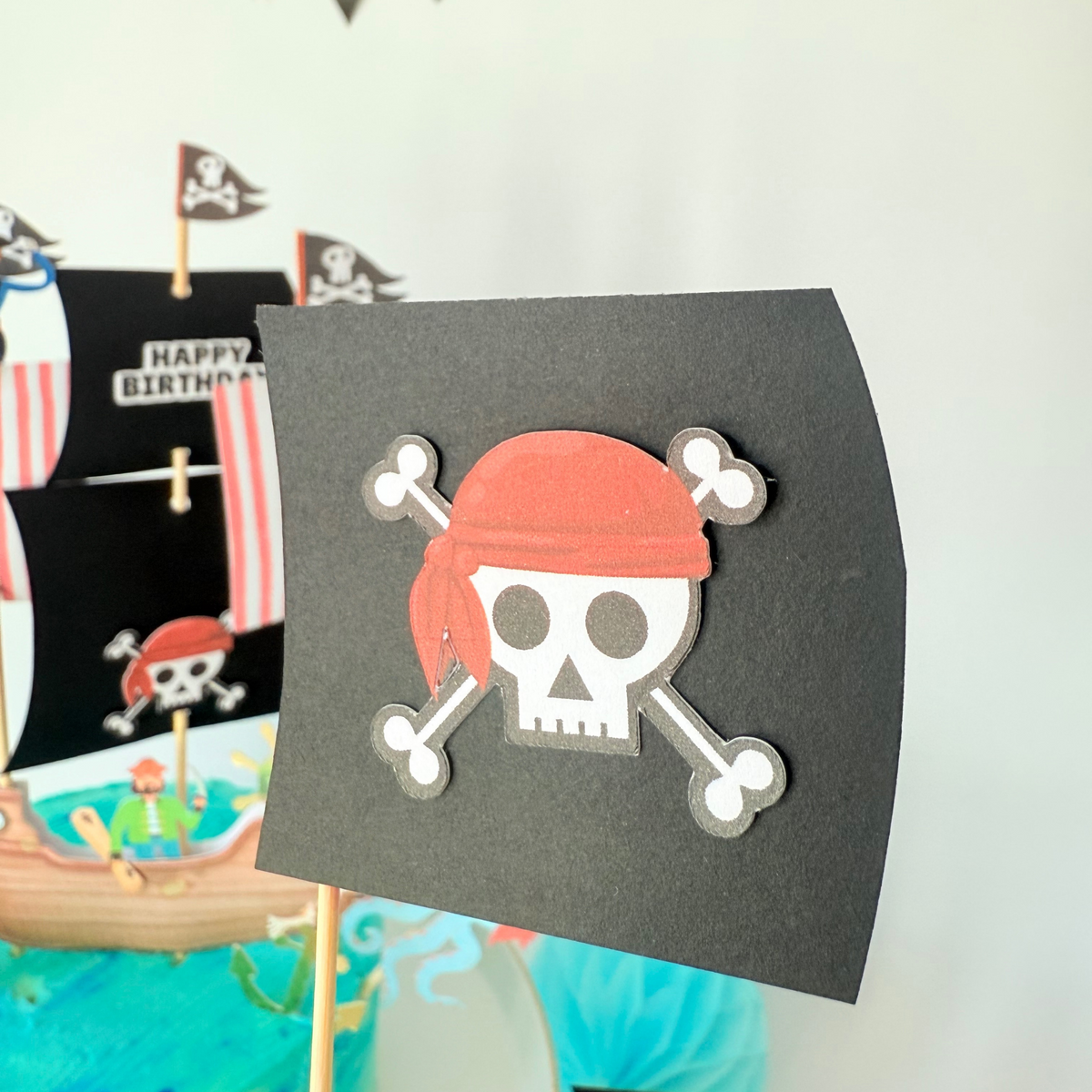 Personalised pirate ship handmade boys children birthday cake topper decoration product photo 11