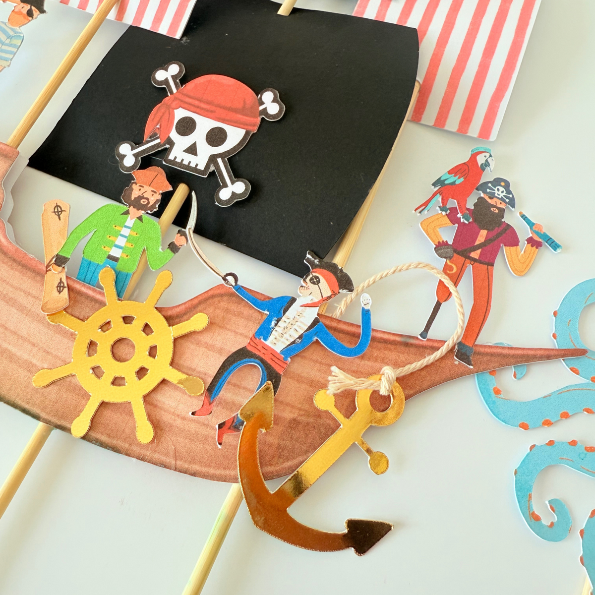 Personalised pirate ship handmade boys children birthday cake topper decoration product photo 8