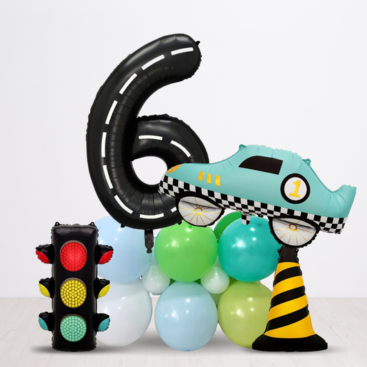Personalised black red blue Car Vehicle car Birthday Balloon Bouquet Stand product photo