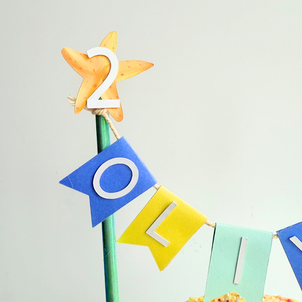 Personalised blue under the sea turtle whale starfish birthday cake topper product photo 2