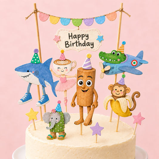 Personalised Brainrot inspired cake topper, shark, monkey banana, crocodile product photo