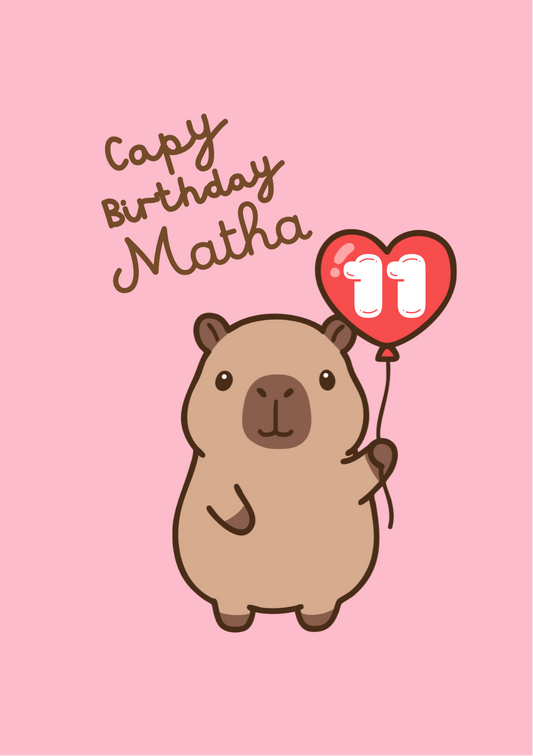 Personalised Capybara birthday Greeting Cards product photo