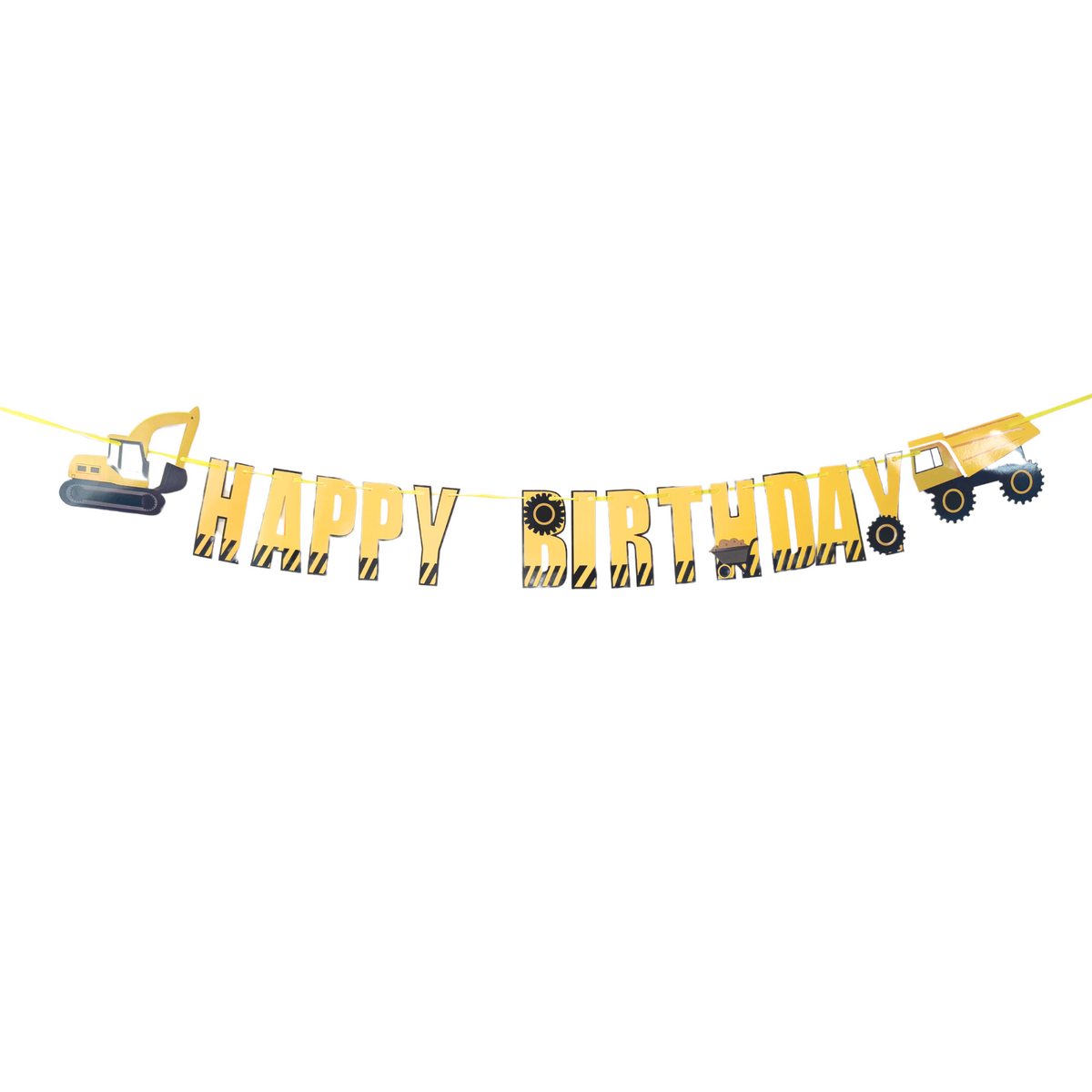 Personalised black yellow Car Vehicle diggers Birthday Balloon Bouquet stand product photo 4