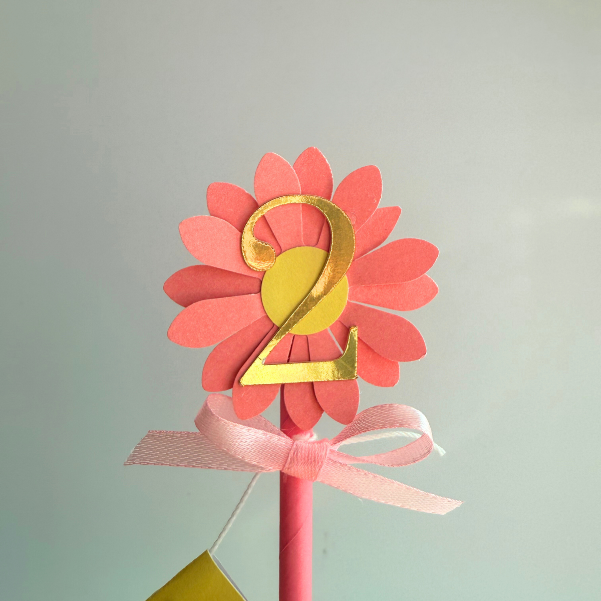 Personalised handmade pink lavender daisy birthday cake topper product photo 2