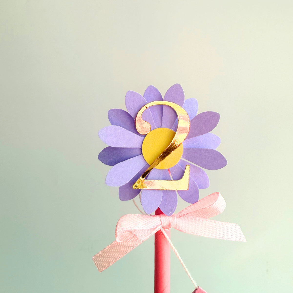 Personalised handmade pink lavender daisy birthday cake topper product photo 3