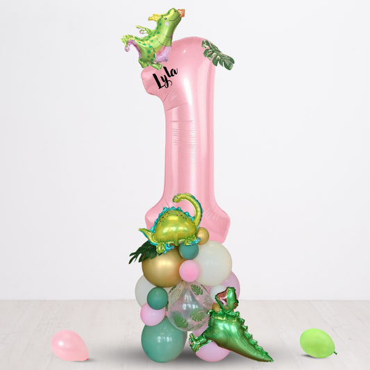 Dinosaur balloon pink 40inch number bouquet product photo