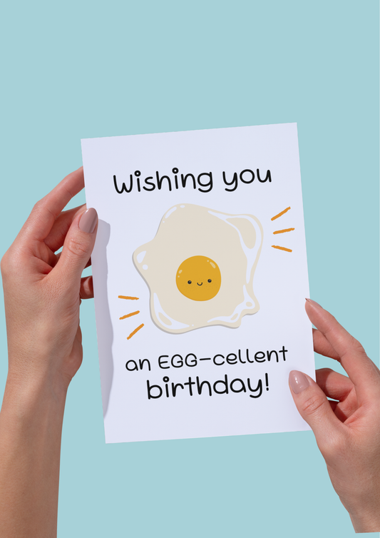 Personalised egg cellent excellent happy birthday greeting cards product photo
