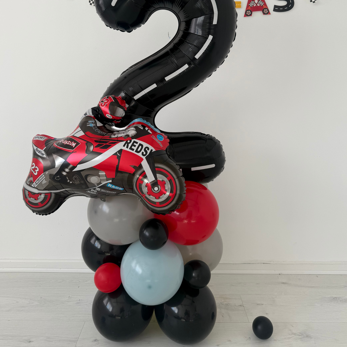 Personalised FAST one Two FAST Racing Car Motor bike Birthday Balloon Bouquet Sculpture product photo 3