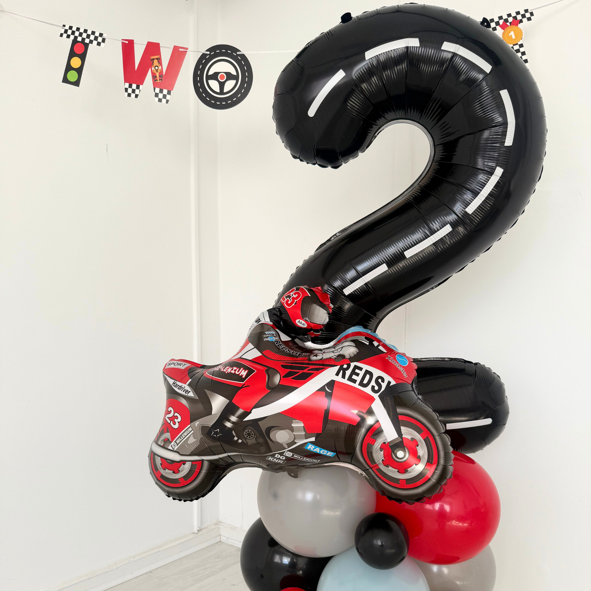 Personalised FAST one Two FAST Racing Car Motor bike Birthday Balloon Bouquet Sculpture product photo 4
