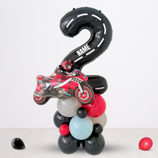 Personalised FAST one Two FAST Racing Car Motor bike Birthday Balloon Bouquet Sculpture product photo