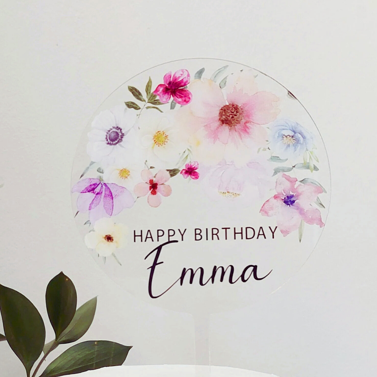 Personalised Floral flowers mother's day women girls Acrylic cake topper product photo 4