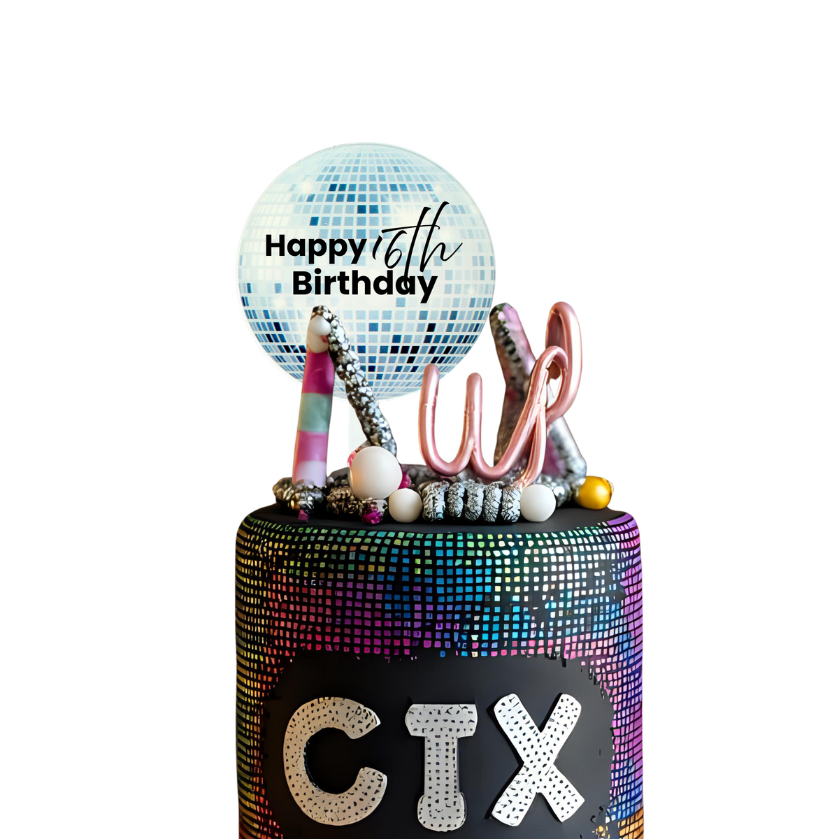 Personalised disco roller skates Cake Topper birthday decor product photo