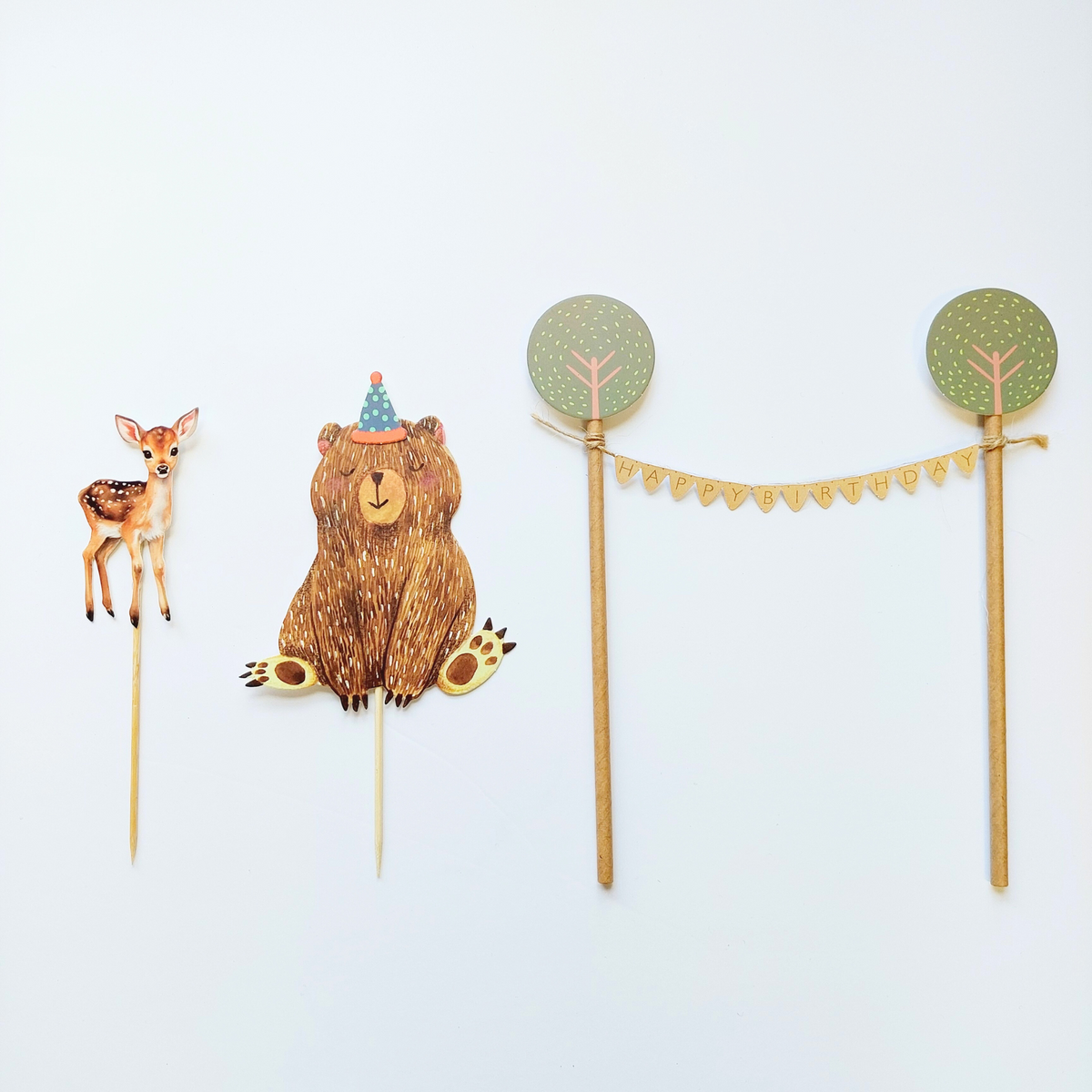 Personalised Woodland Bear Animal cake topper set product photo 11
