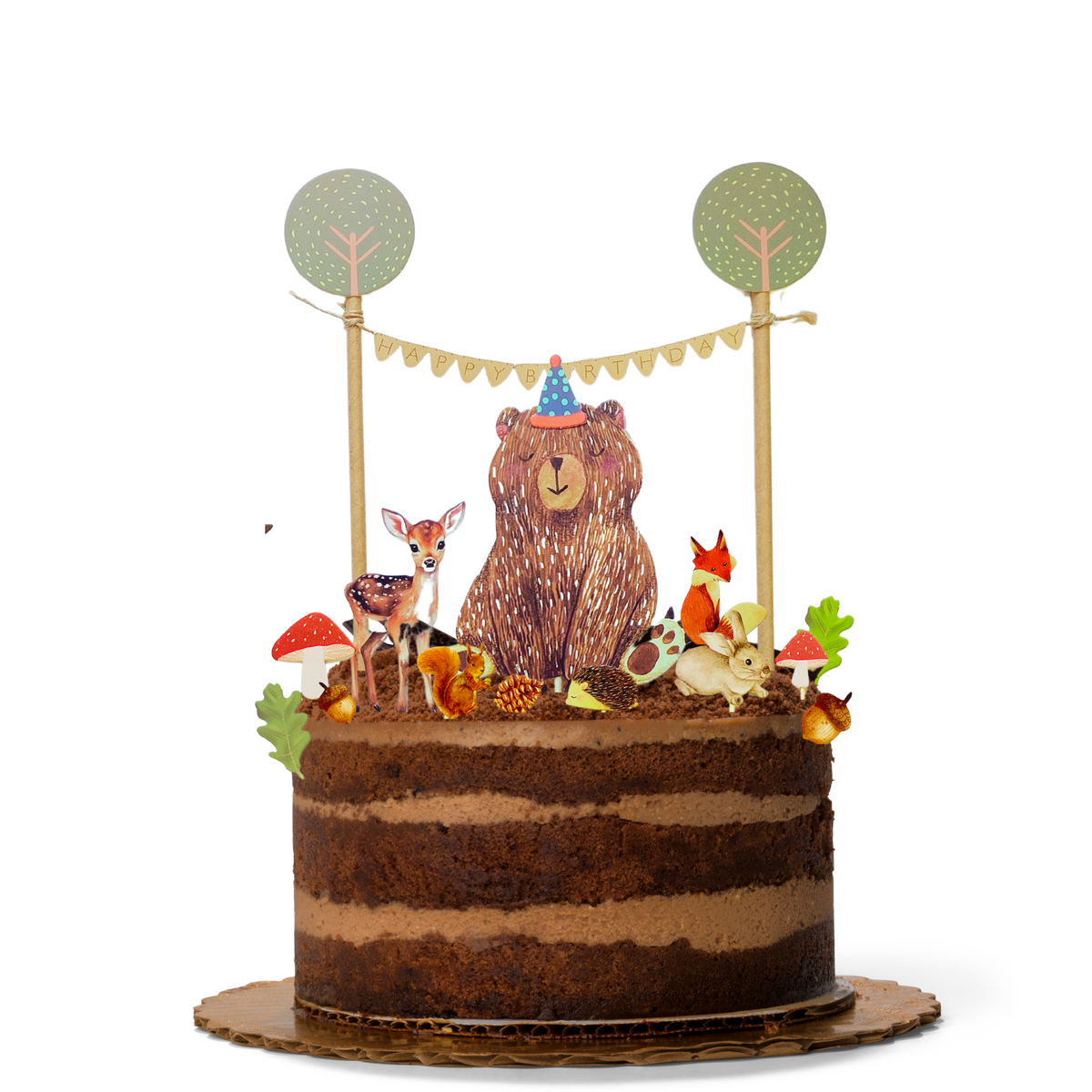 Personalised Woodland Bear Animal cake topper set product photo 2