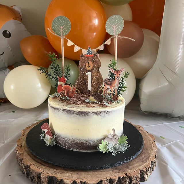 Personalised Woodland Bear Animal cake topper set product photo 4