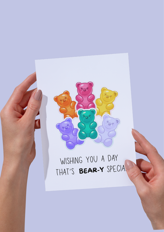 Personalised gummy bear happy birthday greeting cards product photo