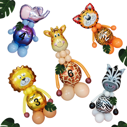 Personalised Jungle Animal Balloon elephant zebra giraffe Monkey Bouquet sculpture product photo