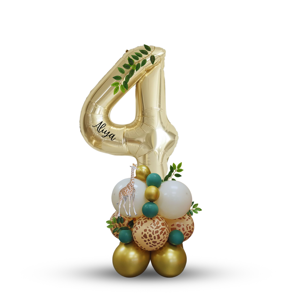 Personalised jungle safari wild animal zoo giraffe balloon stack bouquet product photo 10