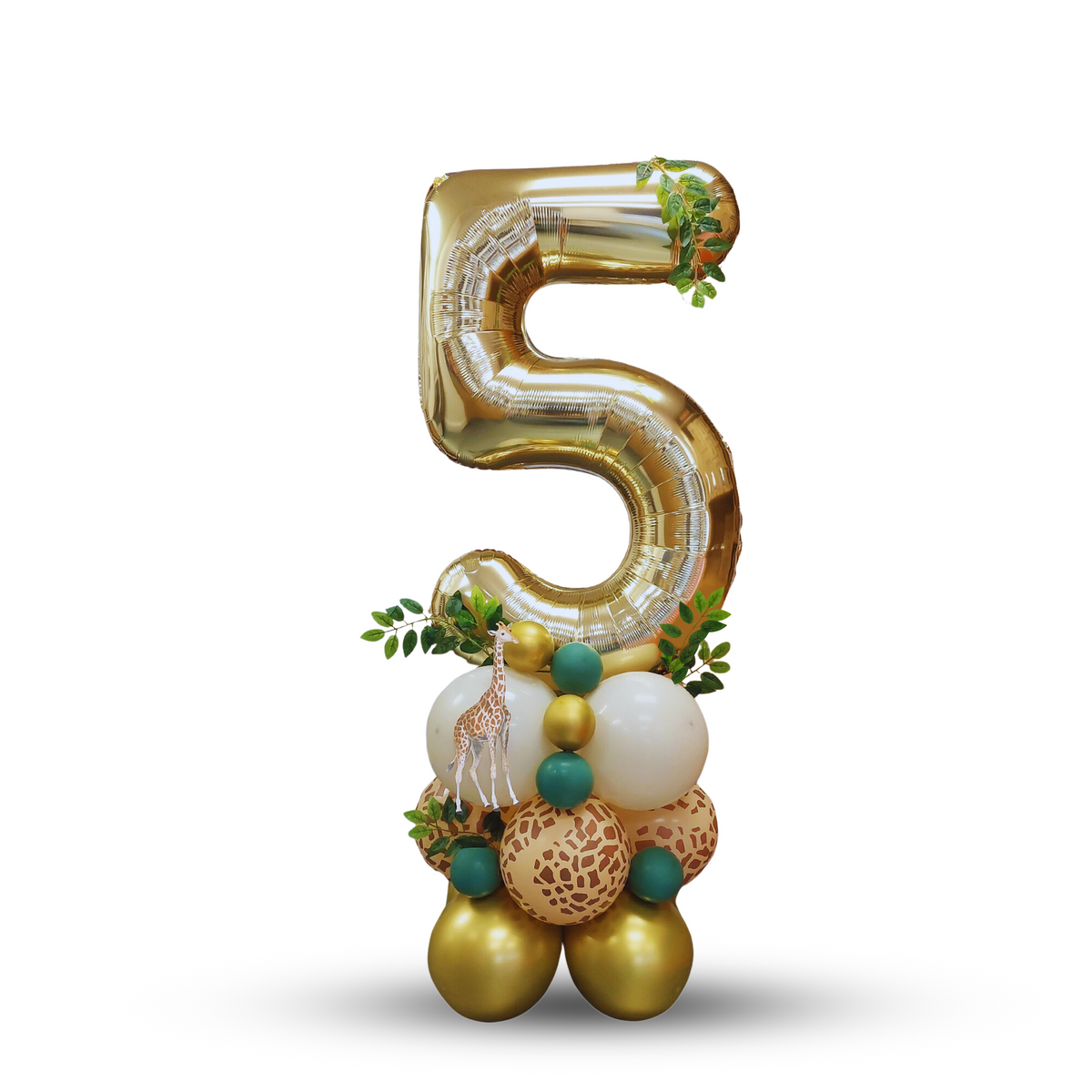 Personalised jungle safari wild animal zoo giraffe balloon stack bouquet product photo 2