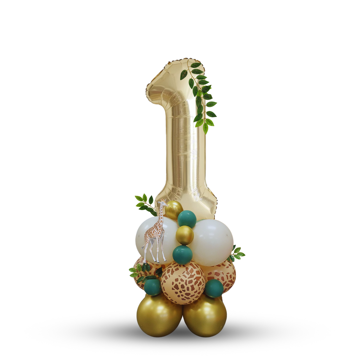 Personalised jungle safari wild animal zoo giraffe balloon stack bouquet product photo 3