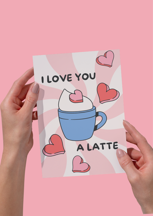Personalised love you a latte valentine's day greeting cards product photo
