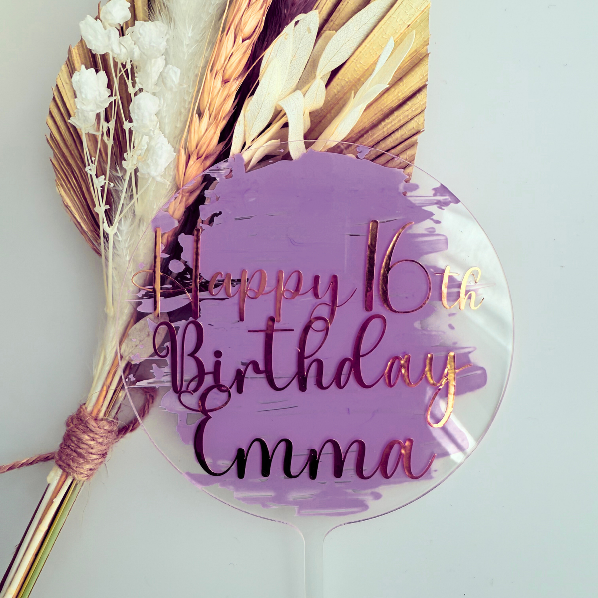 Personalised message round acrylic birthday cake decor Style 1 product photo 10