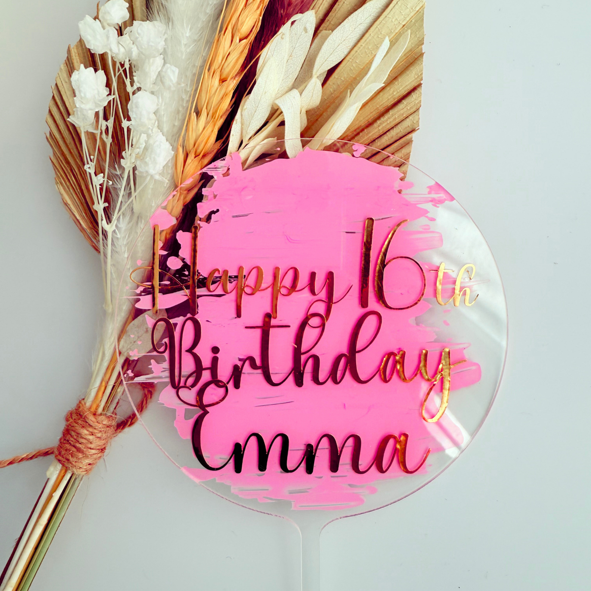 Personalised message round acrylic birthday cake decor Style 1 product photo 11