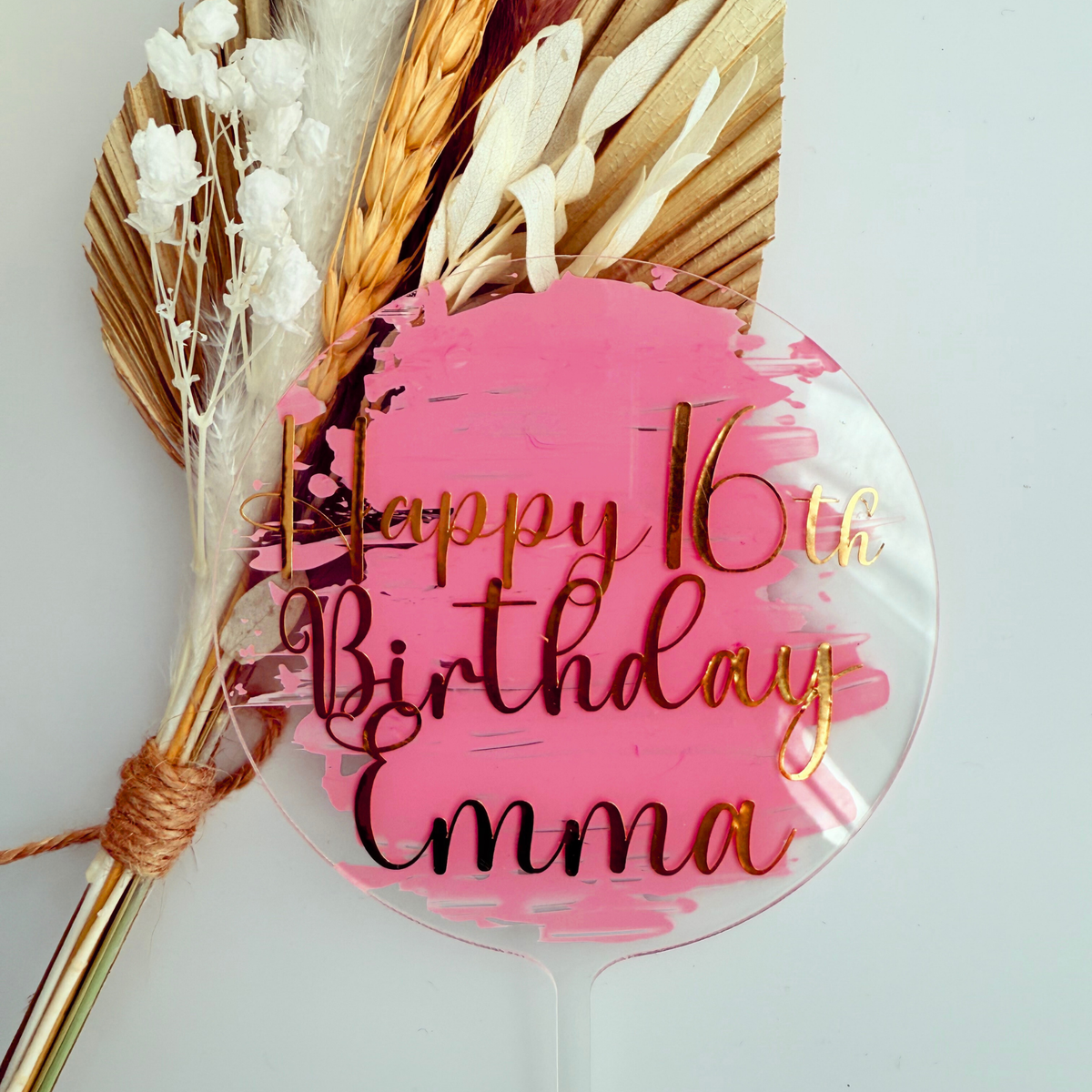 Personalised message round acrylic birthday cake decor Style 1 product photo 12