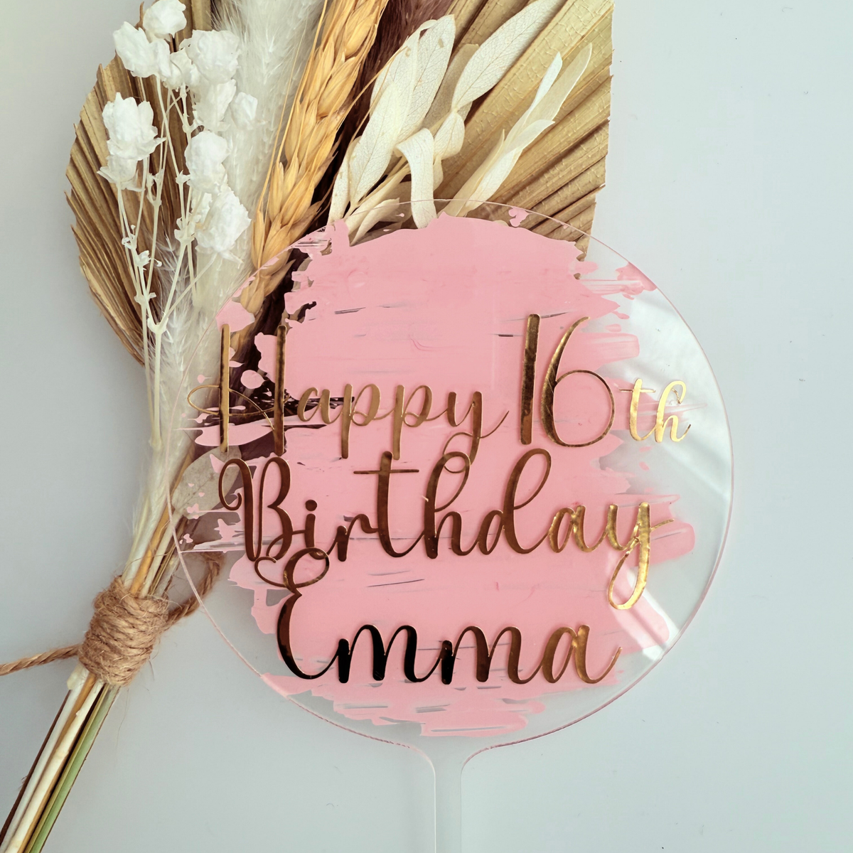 Personalised message round acrylic birthday cake decor Style 1 product photo 7