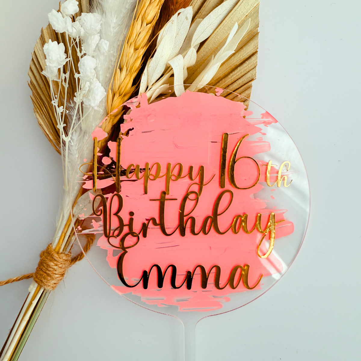Personalised message round acrylic birthday cake decor Style 1 product photo 8