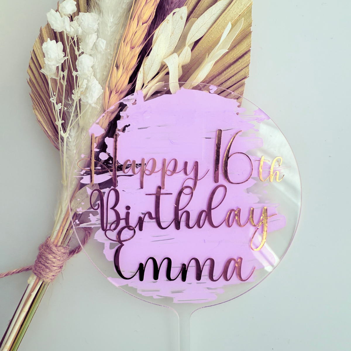 Personalised message round acrylic birthday cake decor Style 1 product photo 9