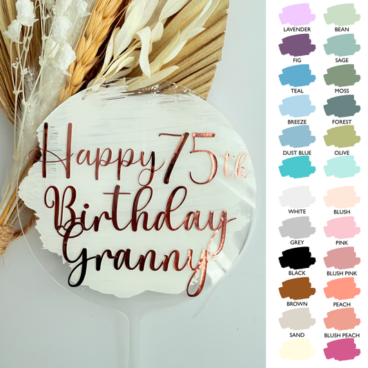 Personalised message round acrylic birthday cake decor Style 1 product photo