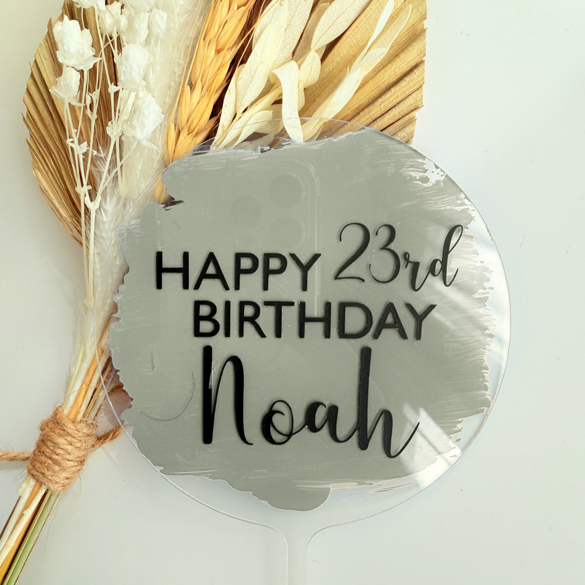 Personalised message round acrylic birthday cake decor Style 2 product photo 13