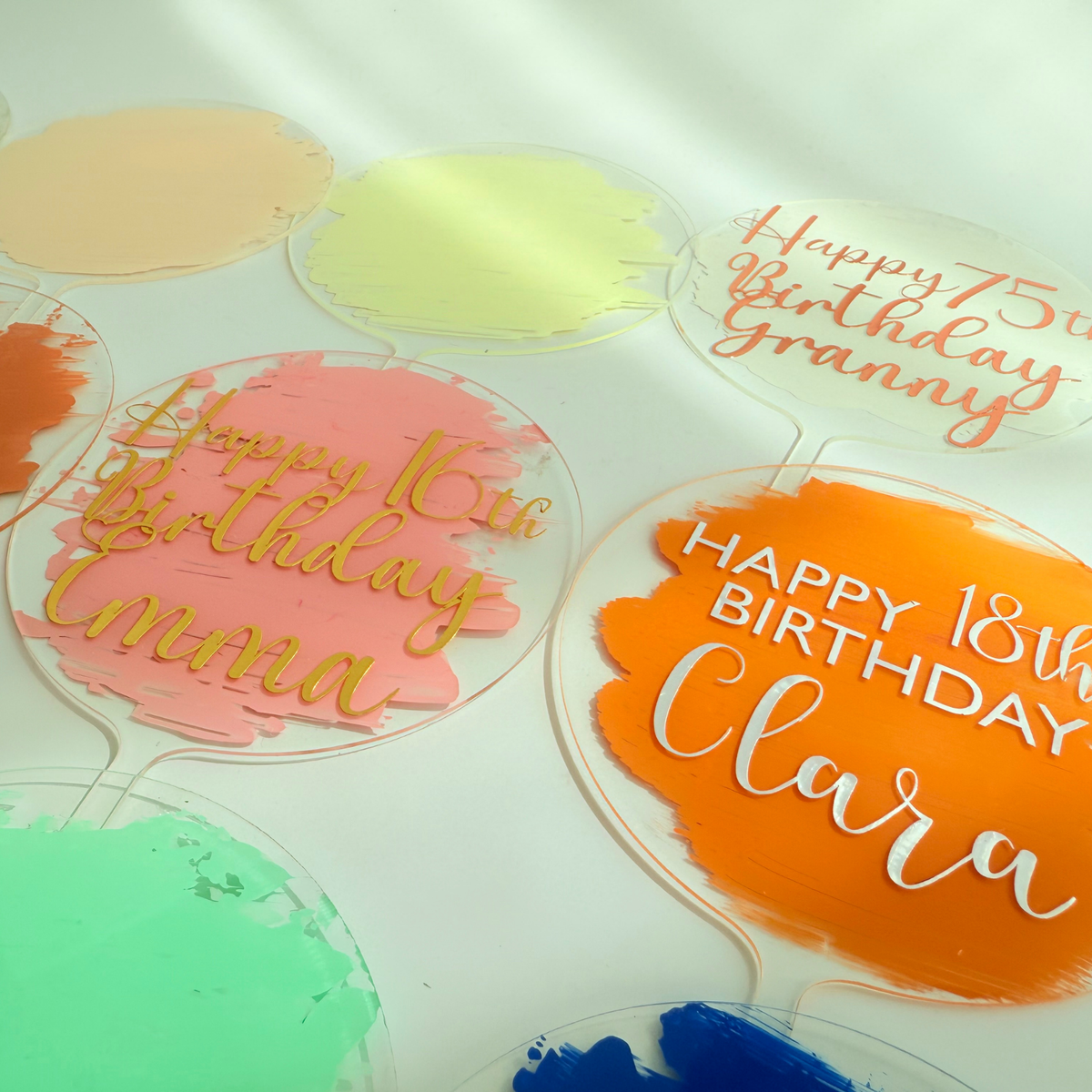 Personalised message round acrylic birthday cake decor Style 2 product photo 14
