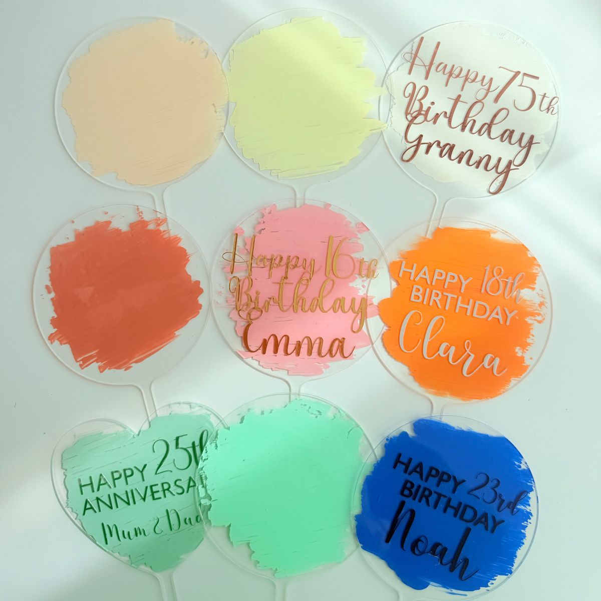Personalised message round acrylic birthday cake decor Style 2 product photo 21