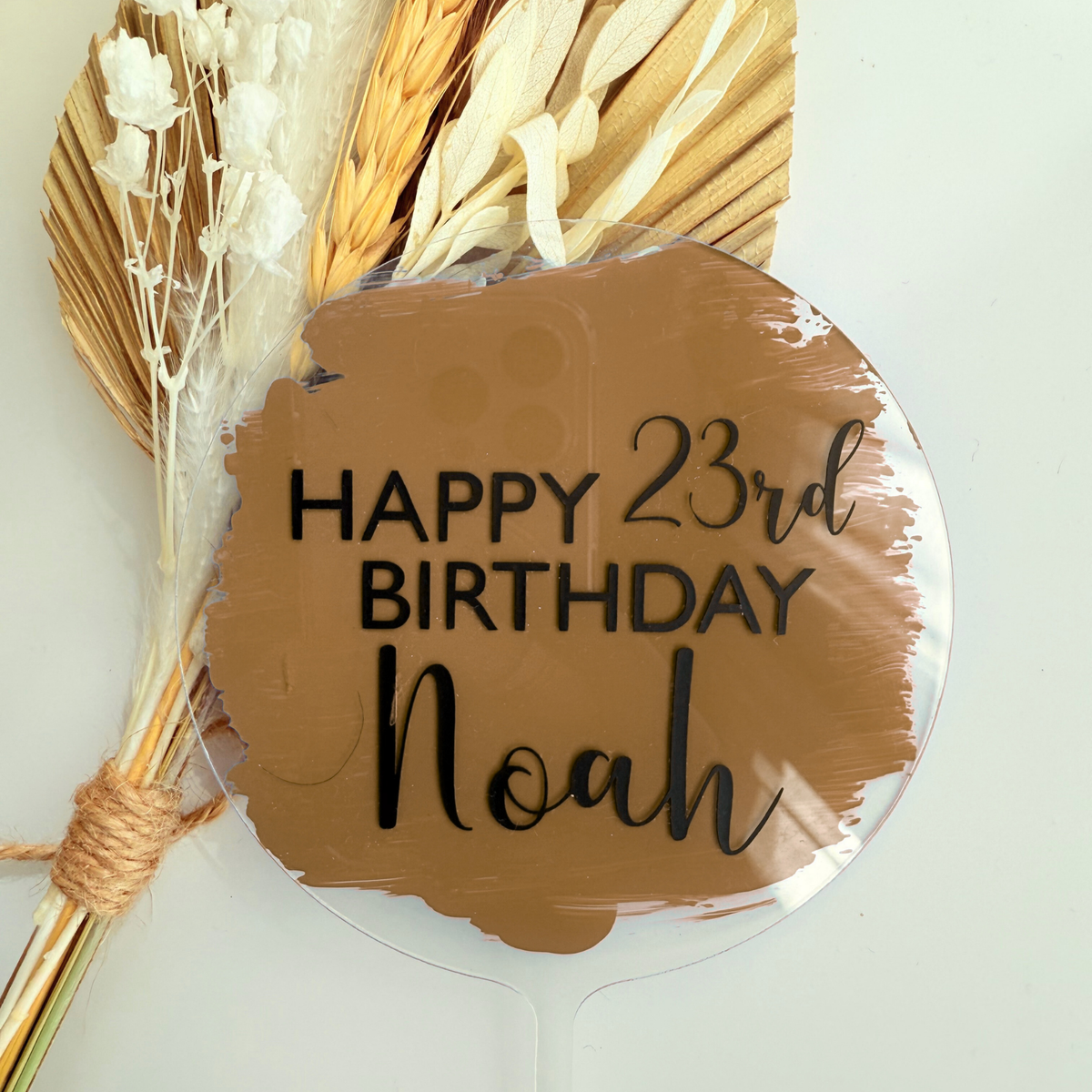 Personalised message round acrylic birthday cake decor Style 2 product photo 7