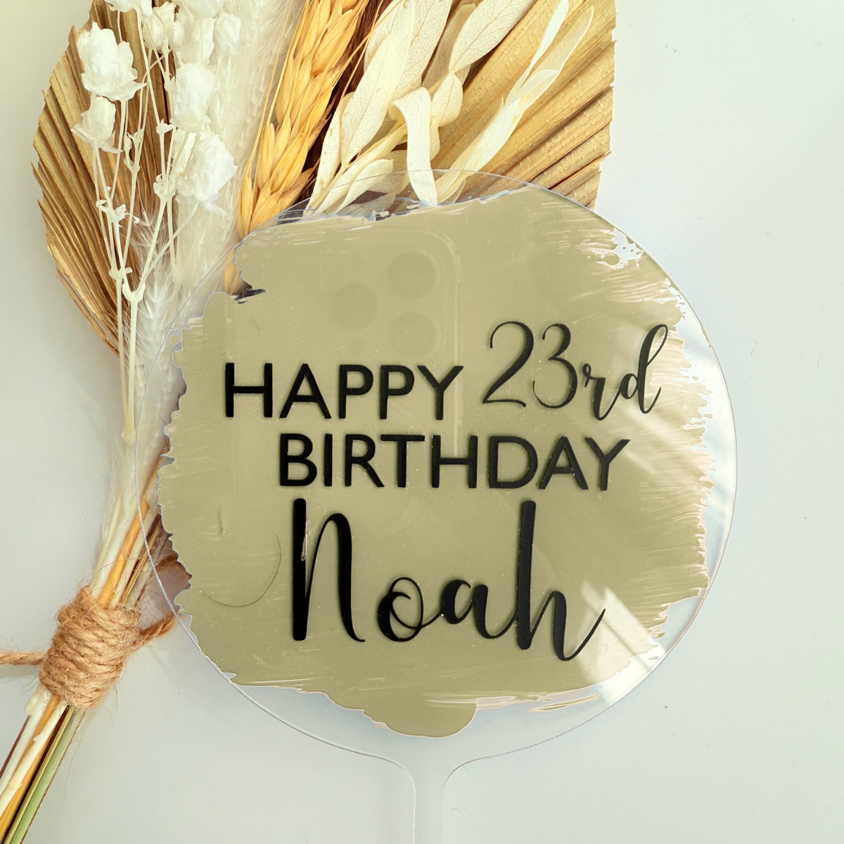 Personalised message round acrylic birthday cake decor Style 2 product photo 8